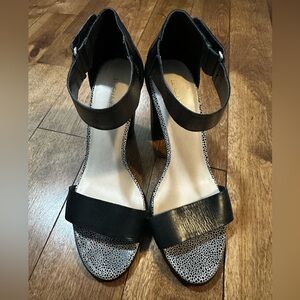 Le Chateau Black and White Heeled Sandals